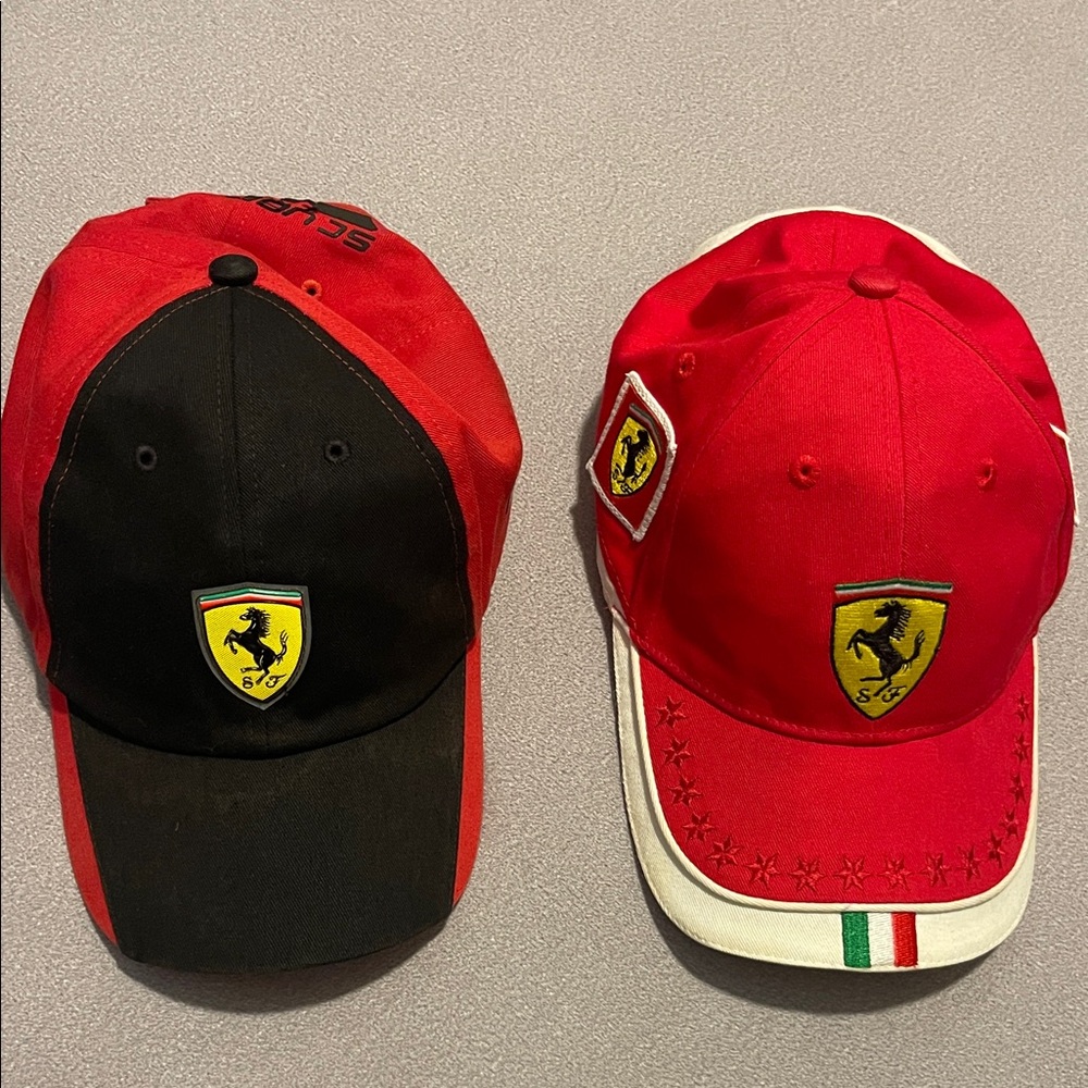 Two Ferrari Red and Ferrari Puma Black Caps